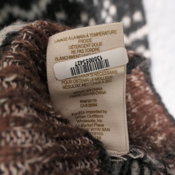 Free People Tunic Sweater Women Medium Brown Aztec Tribal Wool Alpaca Blend Boho - Picture 7 of 11